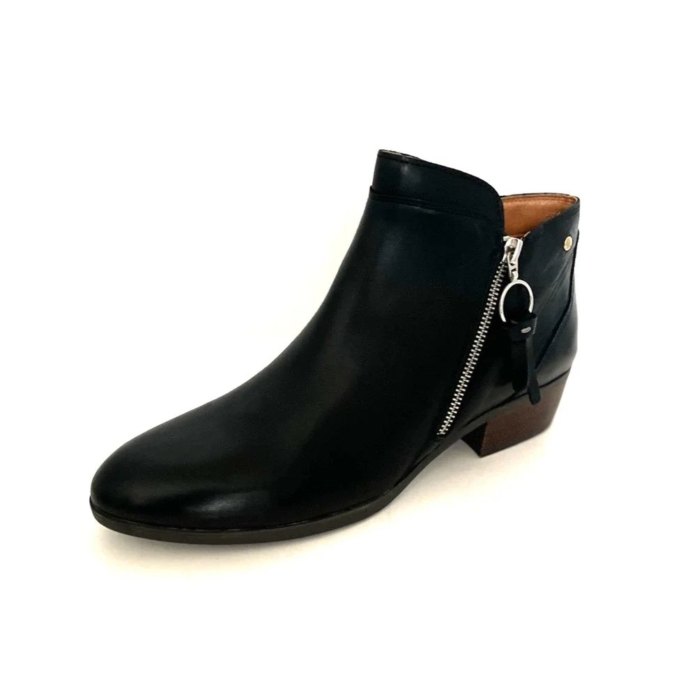 PIKOLINOS DAROCA BLACK LEATHER ANKLE BOOTS EURO SZ 42 US SZ 11, NEW WITHOUT BOX